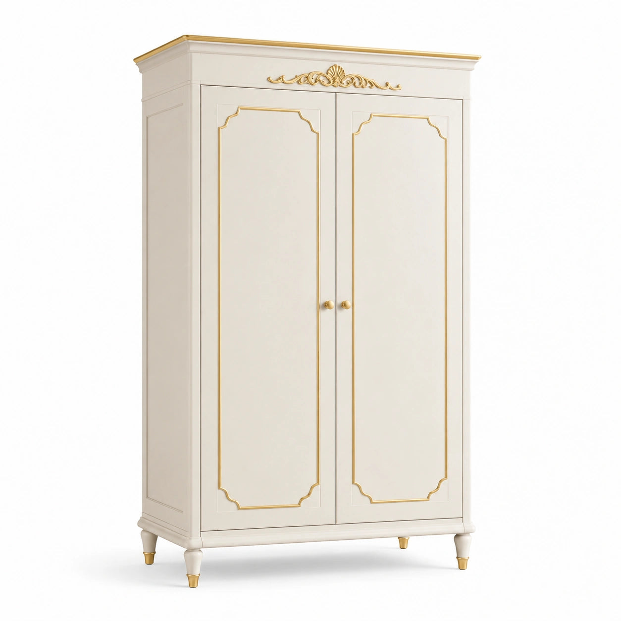 Armoire en bois avec détails dorés 200x100x50 cm