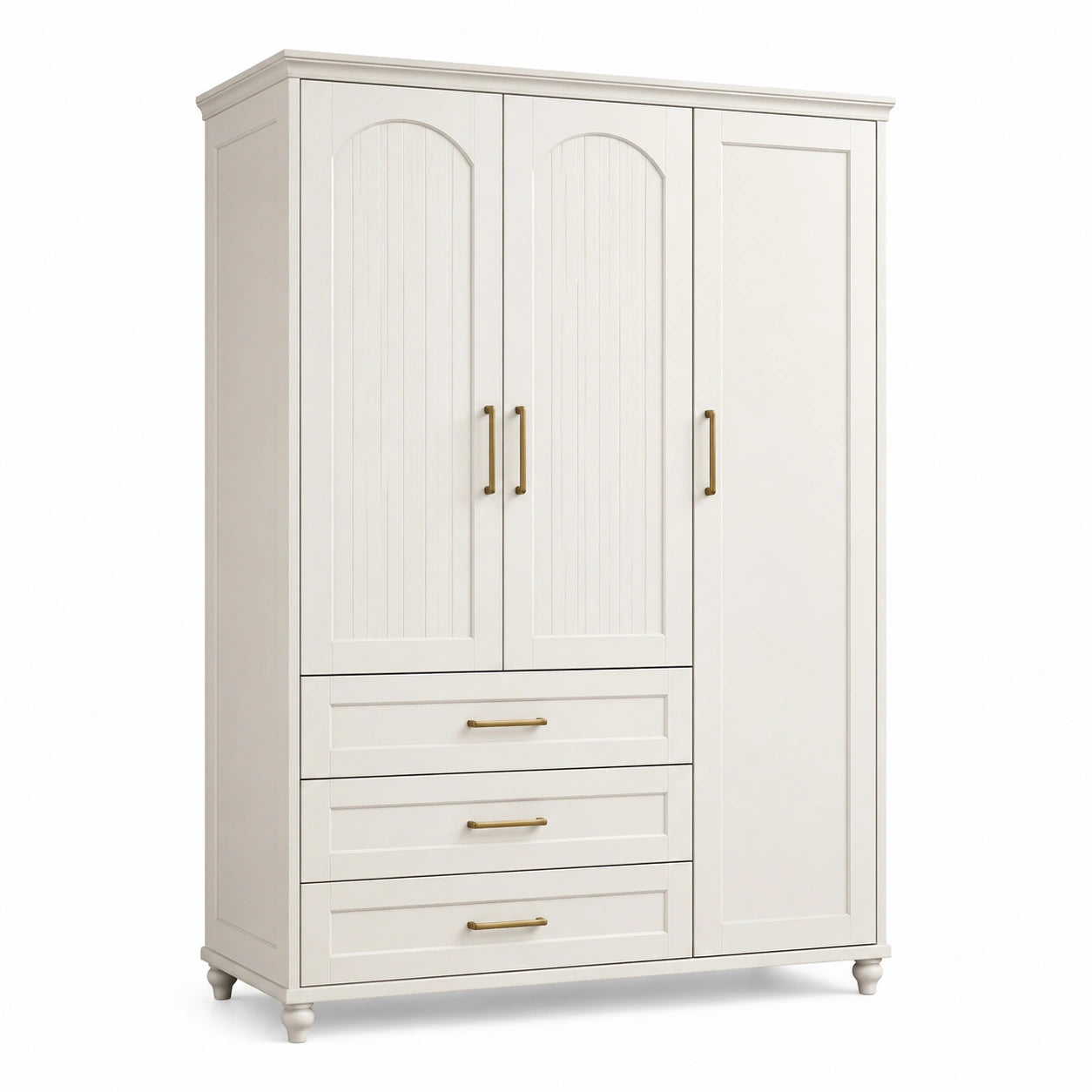 Armoire en bois MDF blanc avec 3 portes et 3 tiroirs 180cm x 120cm x 50cm