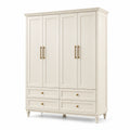 Armoire 4 portes 4 tiroirs en bois blanc