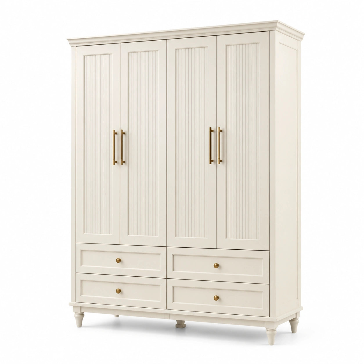 Armoire 4 portes 4 tiroirs en bois blanc