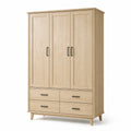 Armoire en bois de chêne clair avec 3 portes et 4 tiroirs