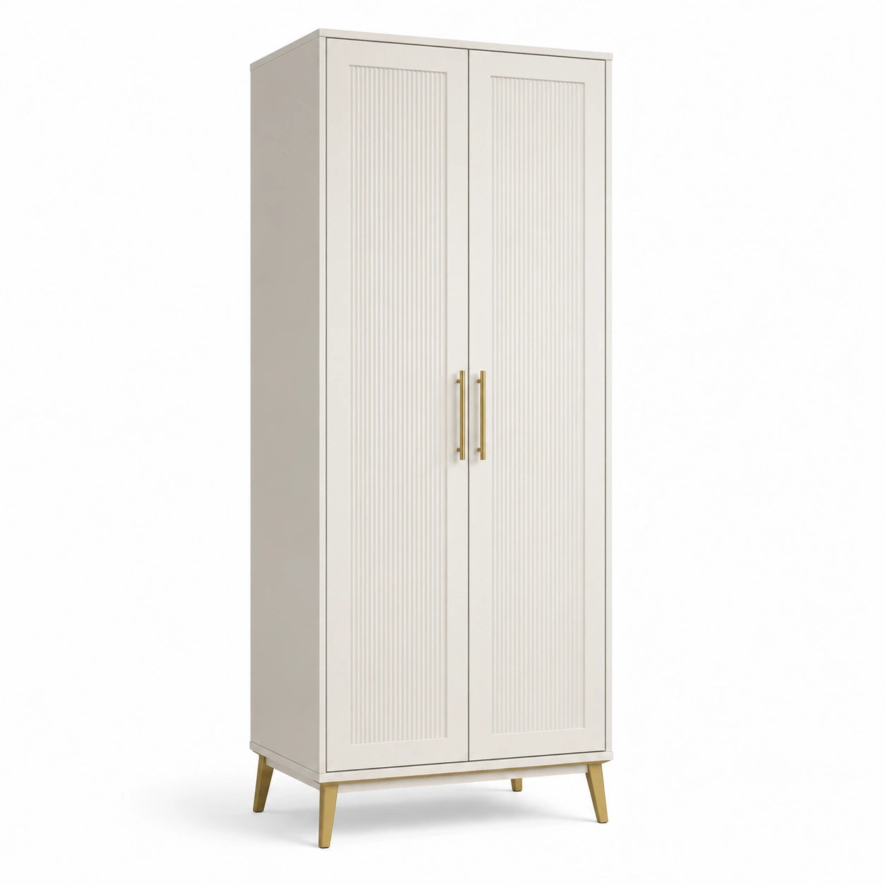 Armoire haute en MDF avec portes et pieds dorés