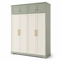 Armoire en bois 5 portes vert sauge et blanc crème 200x160x50cm
