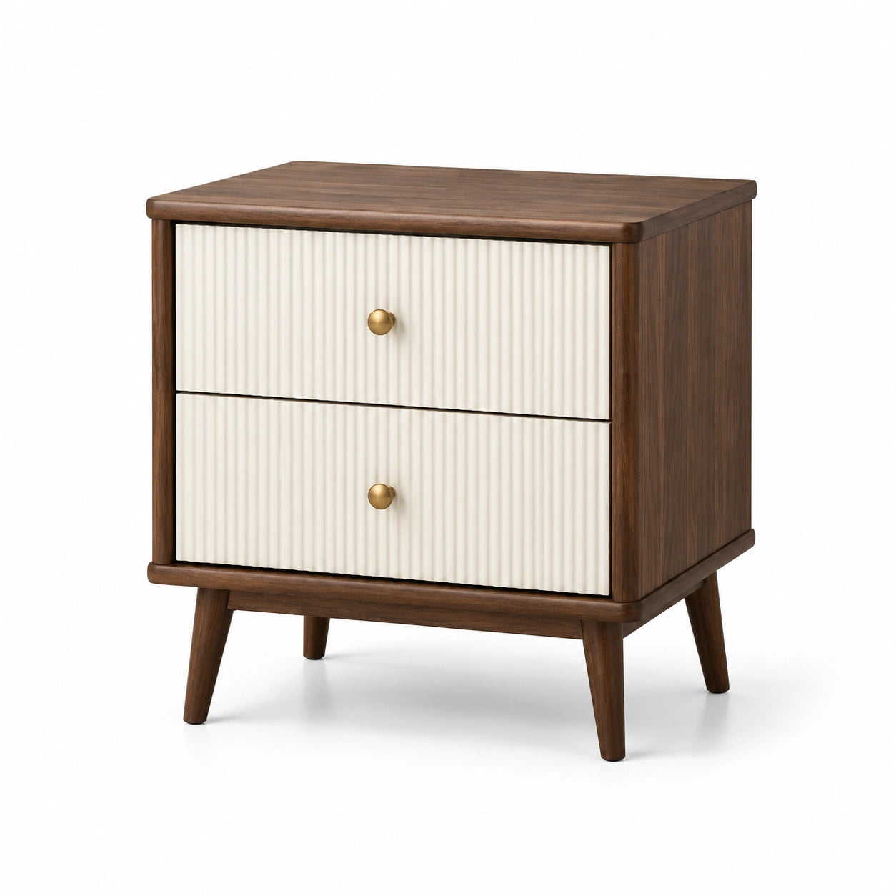 Table de chevet en bois avec tiroirs en laiton