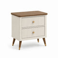Table de chevet 2 tiroirs en bois MDF et chêne beige
