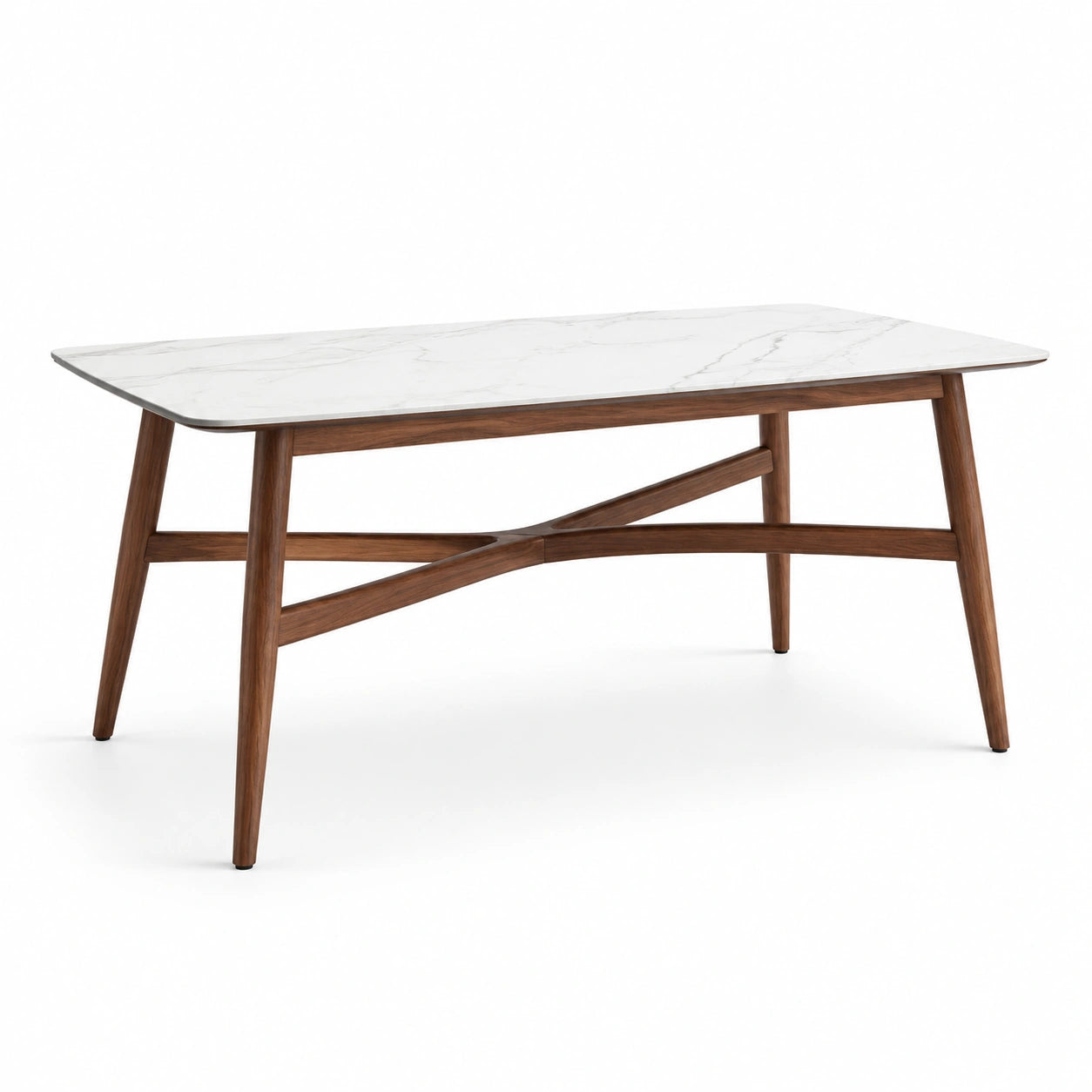 Table à manger en marbre et bois de noyer 180x90x75 cm