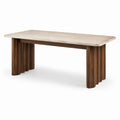 Table rectangulaire en marbre et bois de noyer 200x90x75 cm