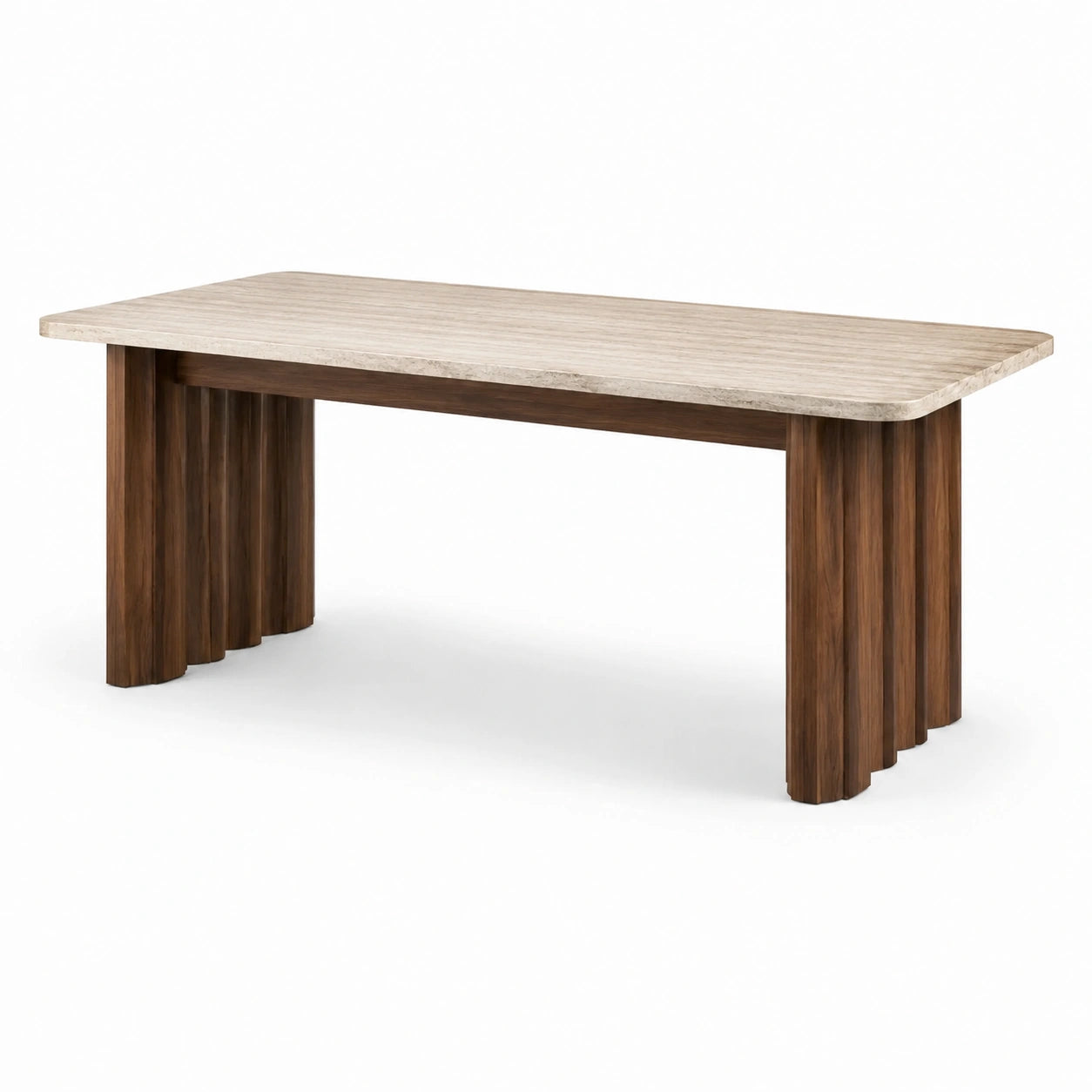 Table rectangulaire en marbre et bois de noyer 200x90x75 cm