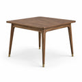 Table carrée en bois de noyer avec pieds en laiton