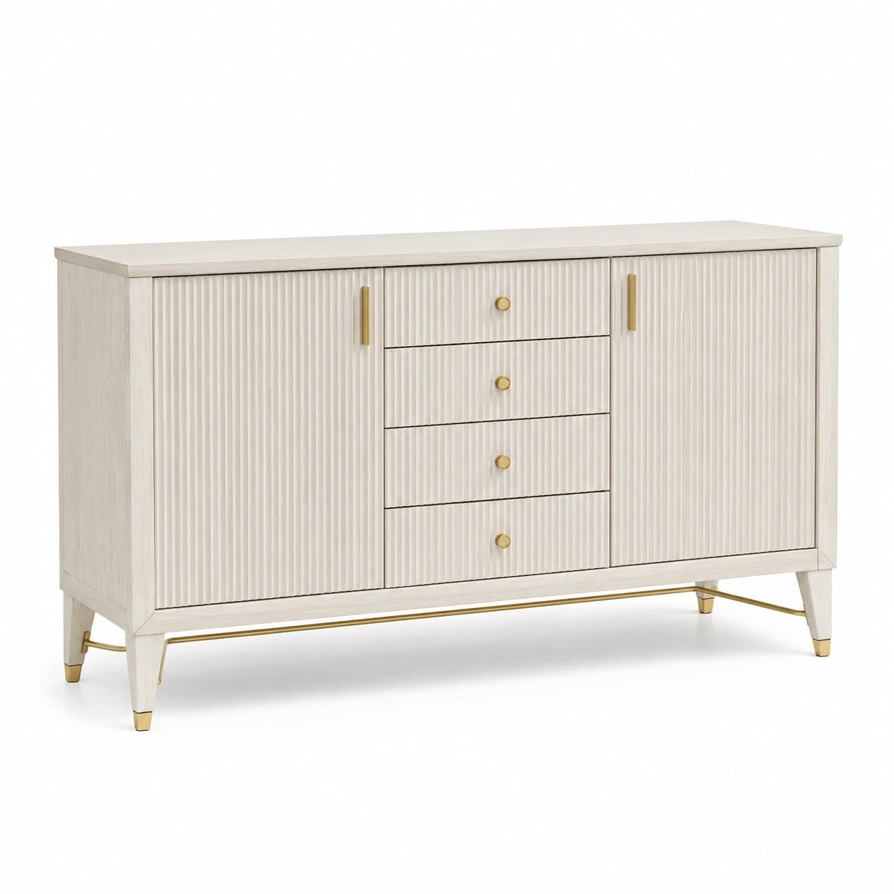 Buffet bois et métal 155x45x85 cm blanc