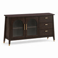 Buffet en bois avec portes en verre et trois tiroirs 150x40x80 cm
