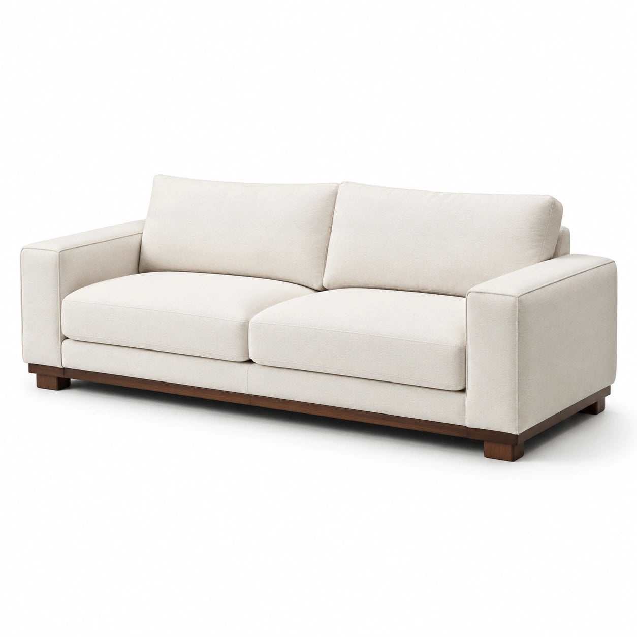 Canapé 3 places en bois et polyester beige 220x95x85 cm