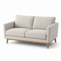 Canapé deux places en tissu beige avec pieds en bois 160 cm