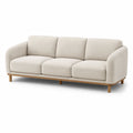 Canapé 3 places en bois et tissu beige