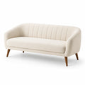 Canapé 3 places en tissu bouclé beige avec pieds en bois