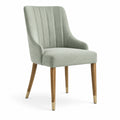 Chaise en bois avec tissu en polylin vert clair