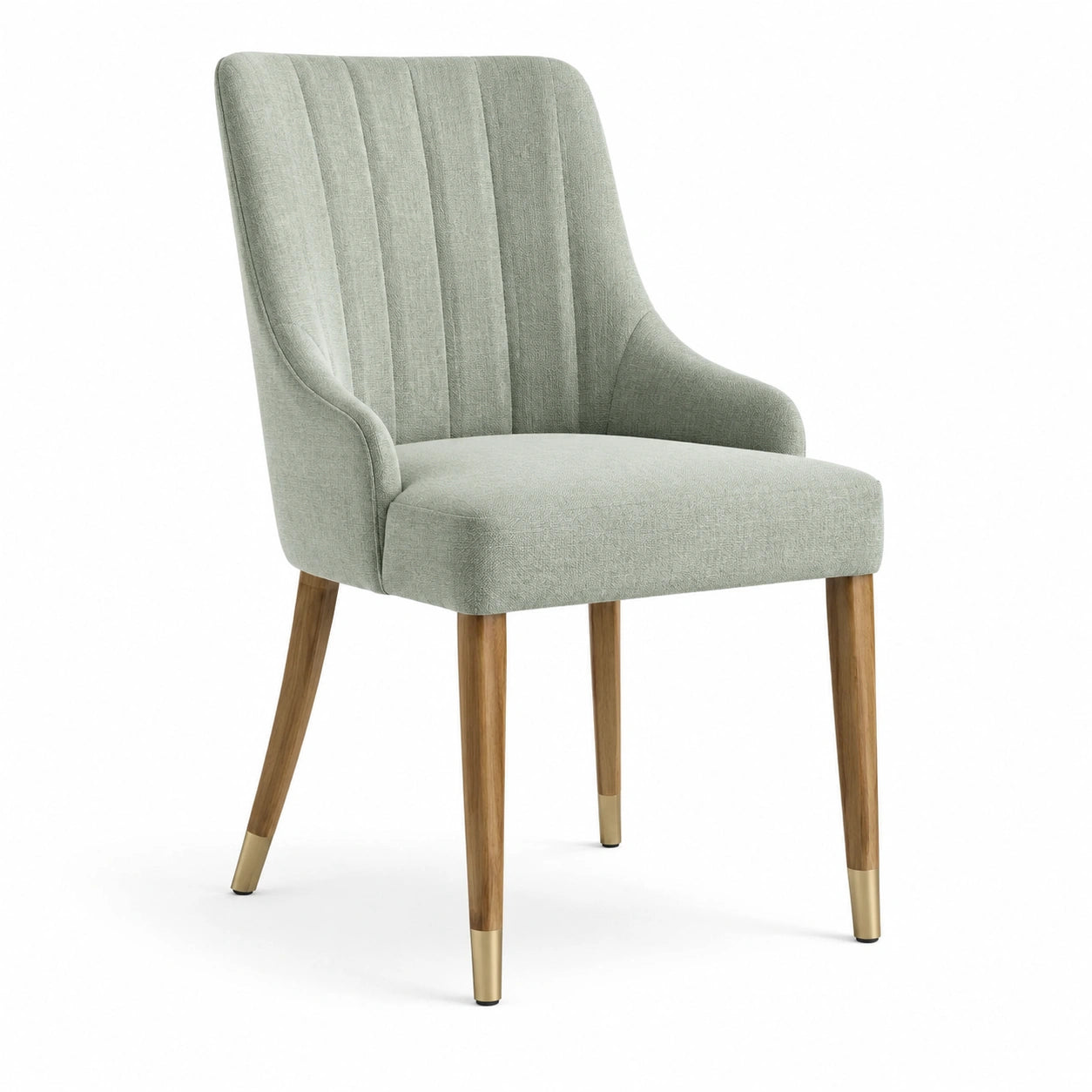 Chaise en bois avec tissu en polylin vert clair