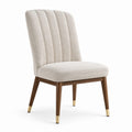 Chaise en tissu polyester beige avec pieds en bois de noyer