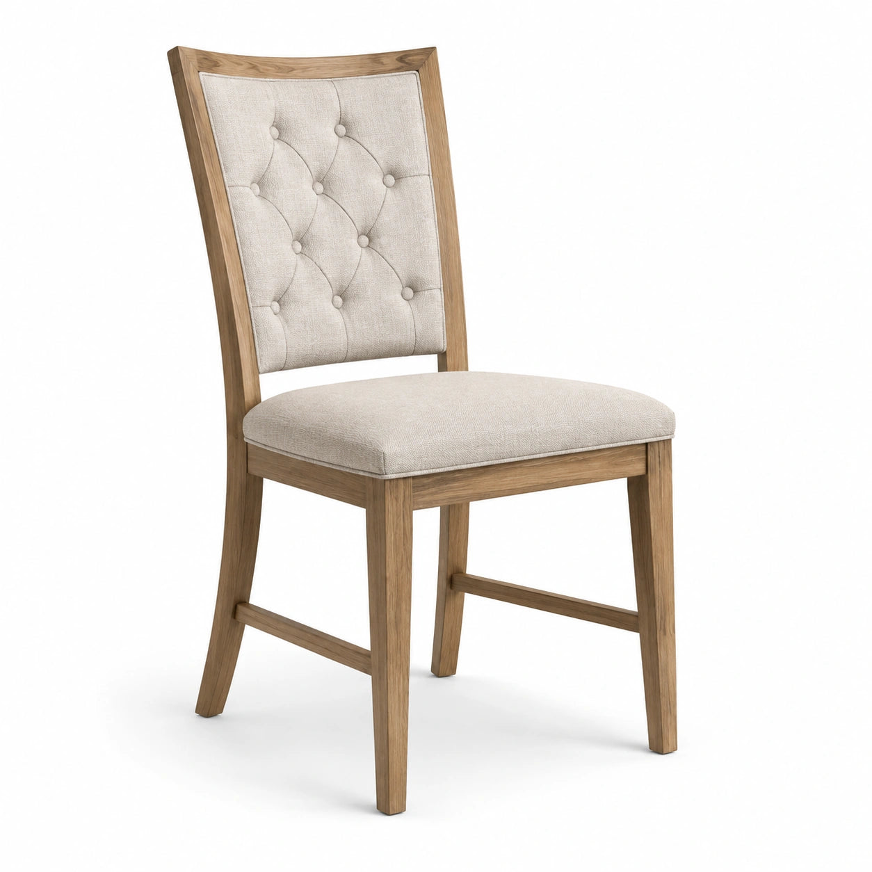 Chaise en bois de chêne avec revêtement en polyester beige