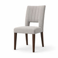 Chaise en bois avec revêtement en tissu polyester beige