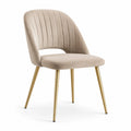 Chaise en velours beige avec pieds en métal doré