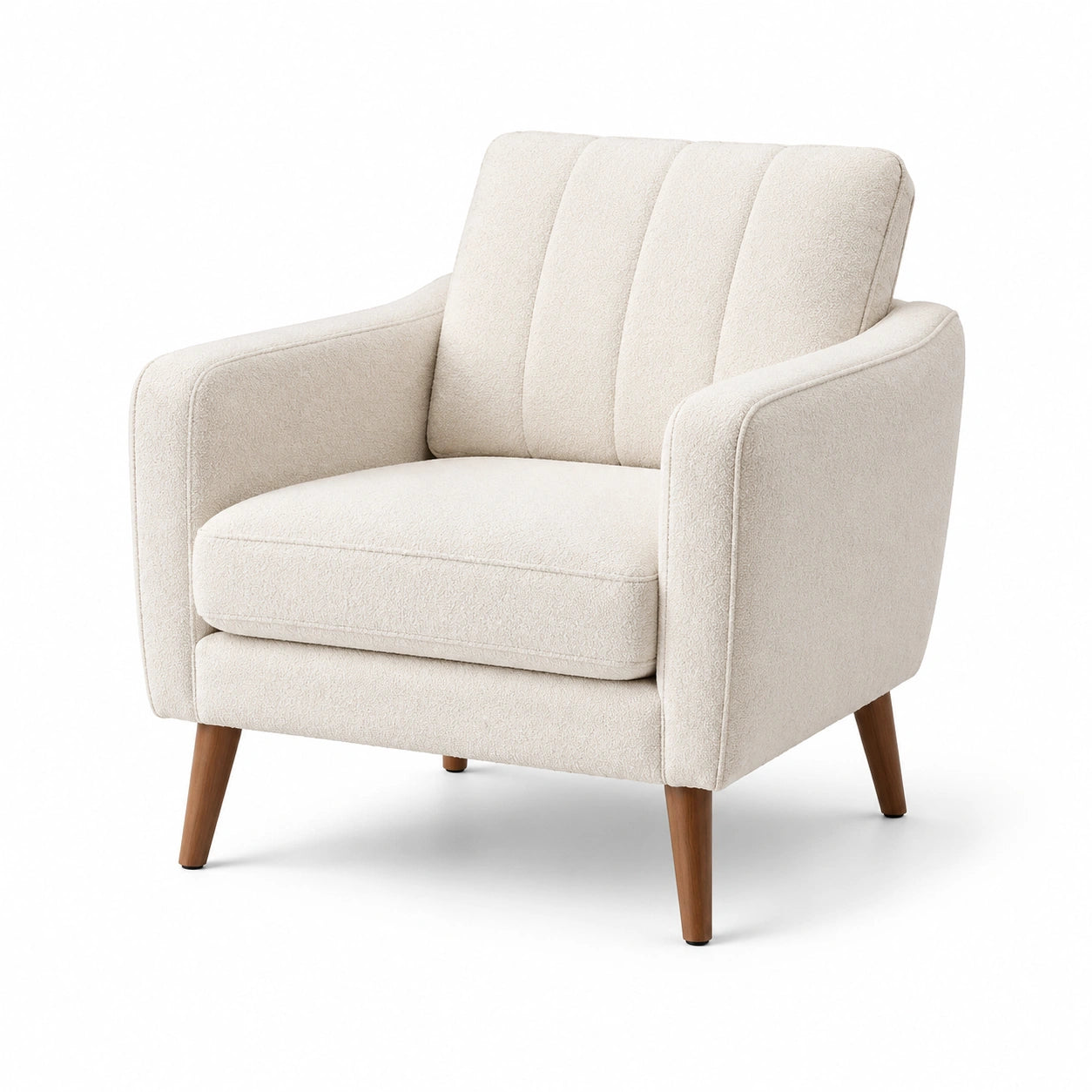 Fauteuil en tissu blanc cassé avec pieds en bois