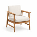 Fauteuil en bois avec revêtement en tissu beige
