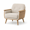 Fauteuil en bois de chêne avec tissu en polyester beige