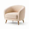 Fauteuil en velours côtelé beige avec pieds en bois