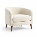 Fauteuil en bois avec revêtement bouclé crème
